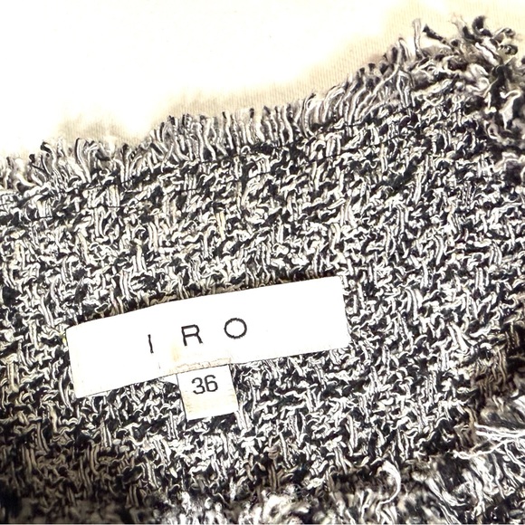 IRO Carlota Tweed Boucle’ Asymmetrical Black and Gray  Jacket Blazer Size 4 - Picture 7 of 10